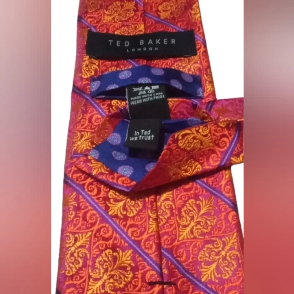 Ted Baker London Silk Tie – Red Floral Stripe - Picture 8 of 8